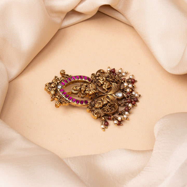 92.5 Silver, Gold Plated RupKamala Jadau Pendant | SHOBITAM