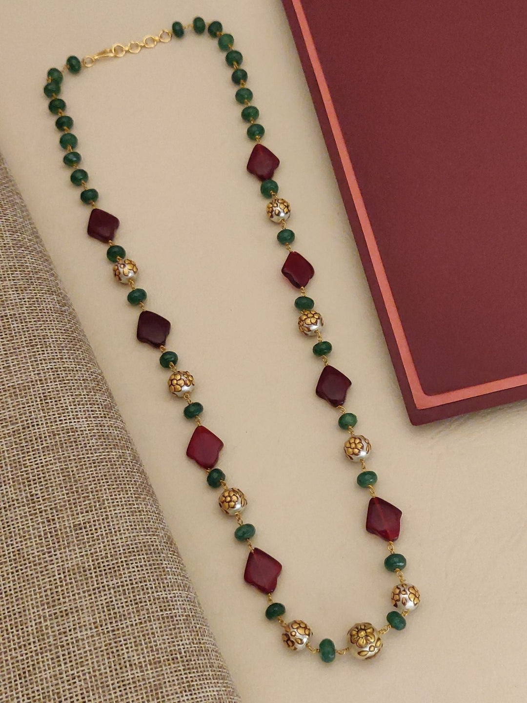 Gold Plated Jaipuri Stones Mala | SHOBITAM