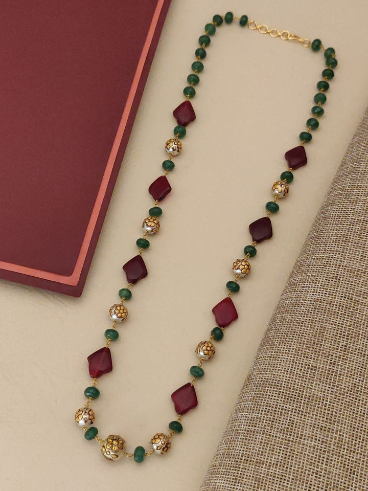 Gold Plated Jaipuri Stones Mala | SHOBITAM