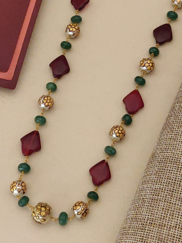 Gold Plated Jaipuri Stones Mala | SHOBITAM