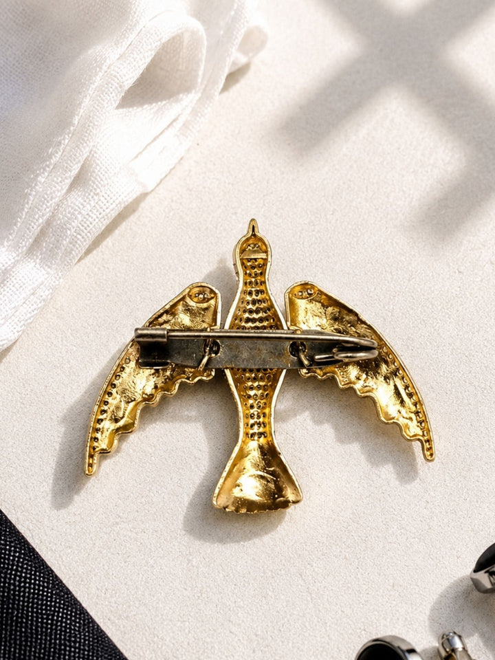 Luxury Crystal Bird Brooch Pin for Unisex | Multicolor Enamel Gold Plated Statement Lapel Pin | SHOBITAM