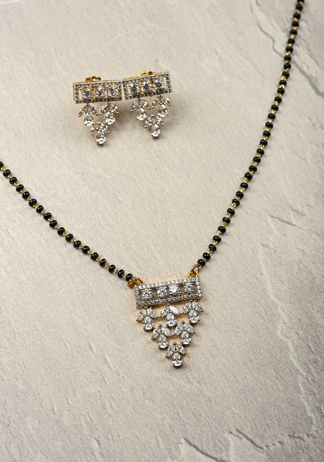 92.5 Pure Silver, Trendy Mangalsutra Chain With Earrings