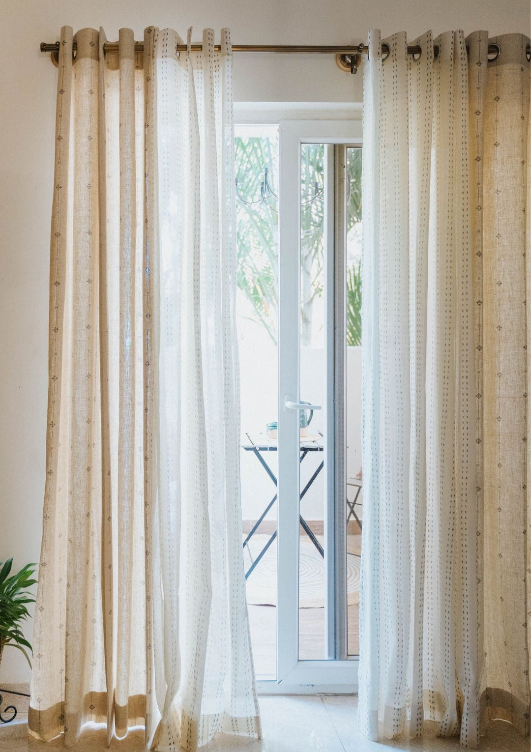 Dew 100% Sheer minimal curtain for Living room & bedroom - Light filtering - Cream - Single Piece | SHOBITAM