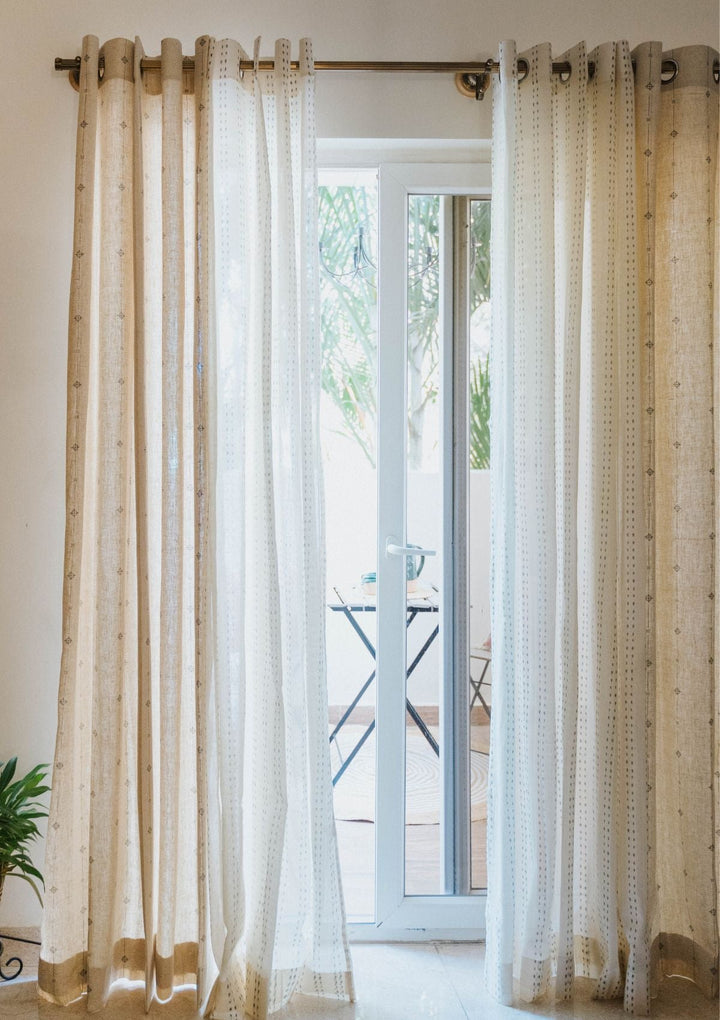 Dew 100% Sheer minimal curtain for Living room & bedroom - Light filtering - Cream - Single Piece | SHOBITAM