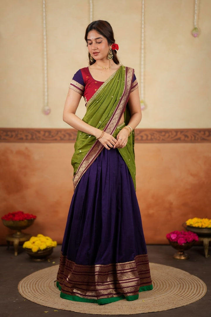 Nithila Violet Halfsaree (Set of 3) | SHOBITAM