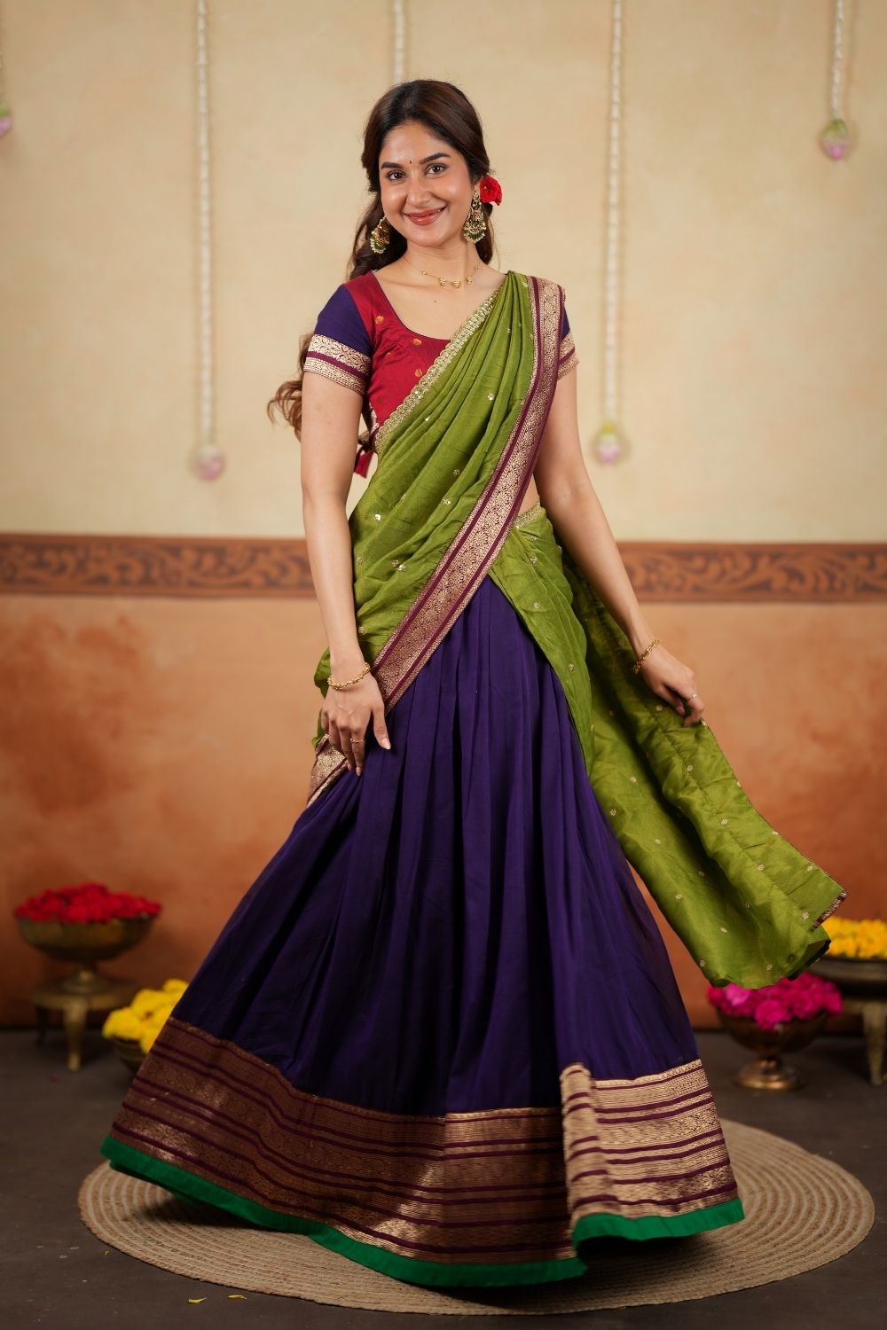 Nithila Violet Halfsaree (Set of 3) | SHOBITAM