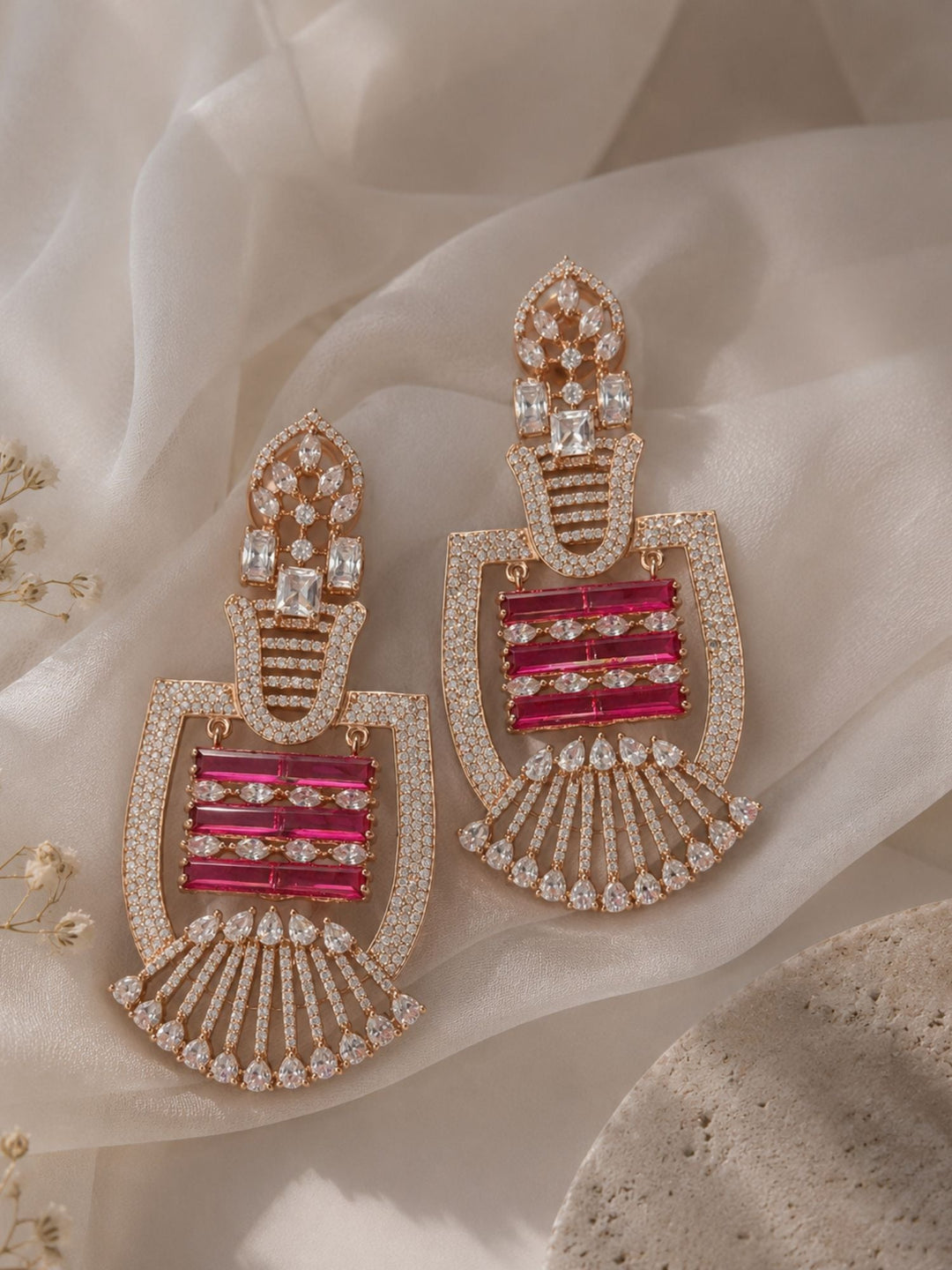 Ruby Stone Statement Earrings | SHOBITAM