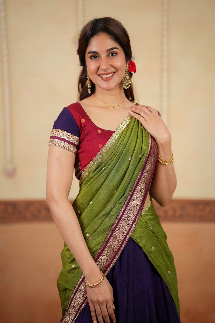 Nithila Violet Halfsaree (Set of 3) | SHOBITAM