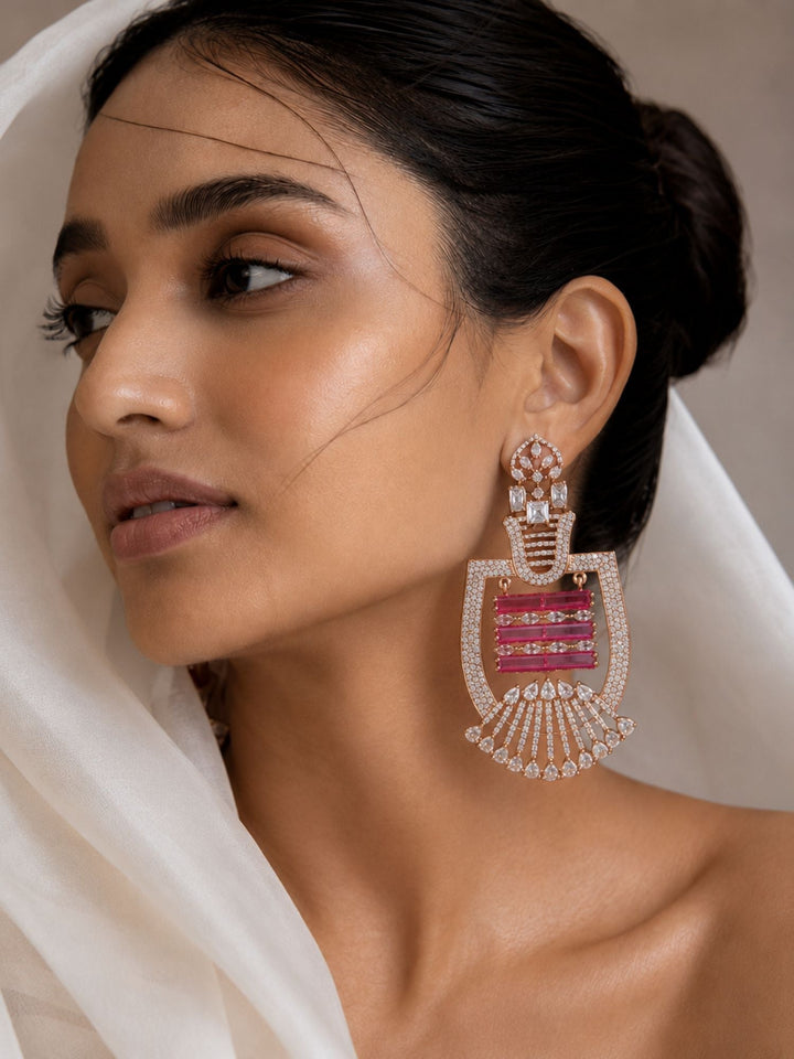 Ruby Stone Statement Earrings | SHOBITAM