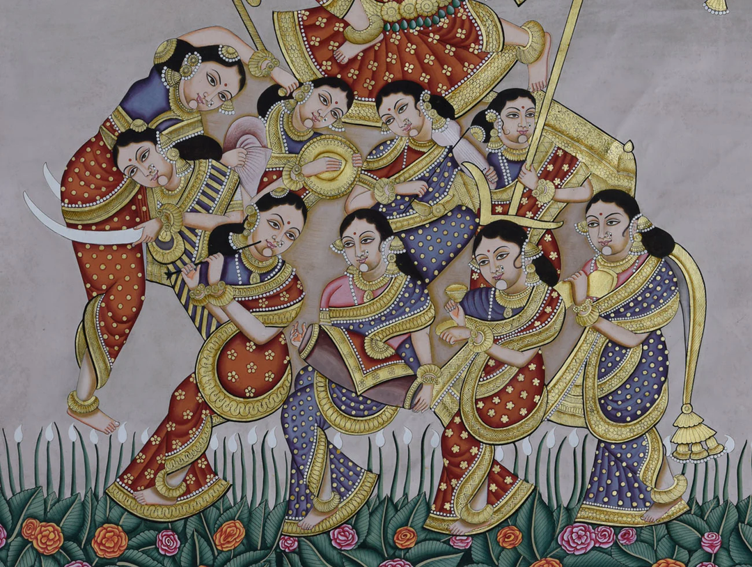 3x4 feet Authentic Jaipur Painting Devi - Nau Roop  | SHOBITAM