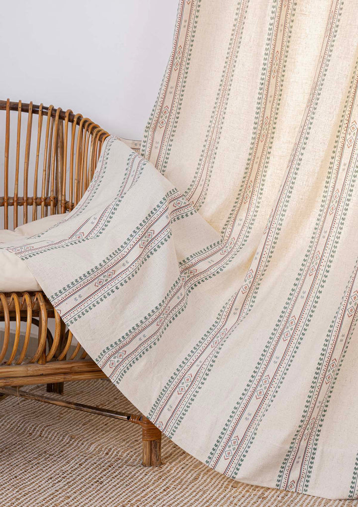 Kalai Linen Cotton Printed Curtain for living room & bedroom - Light Reduction - Multicolor - Single Piece | SHOBITAM