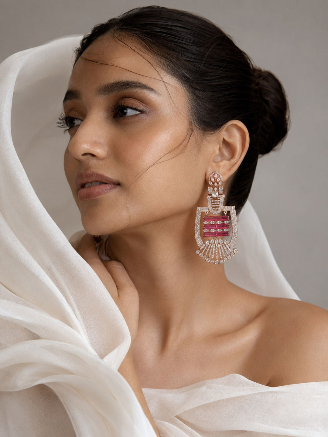 Ruby Stone Statement Earrings | SHOBITAM