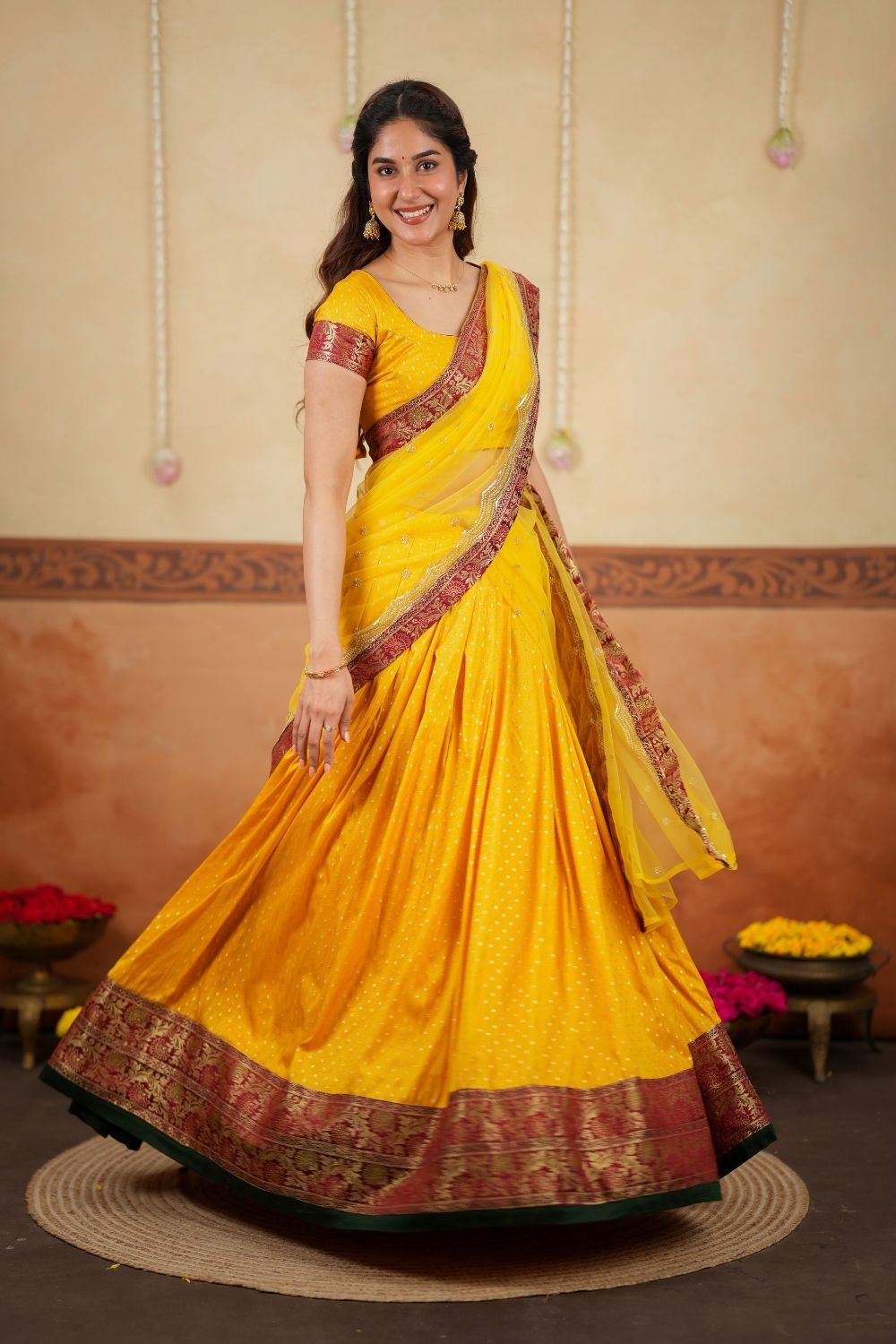 Rithanya Yellow Halfsaree (Set of 3) | SHOBITAM