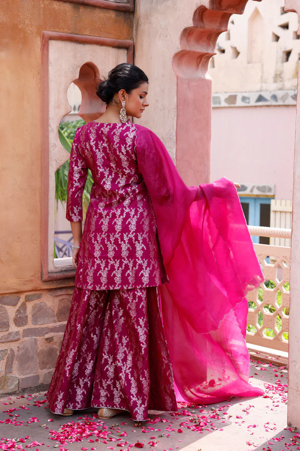 Purple Pure Silk Banarasi Kurta Set With Dupatta | SHOBITAM
