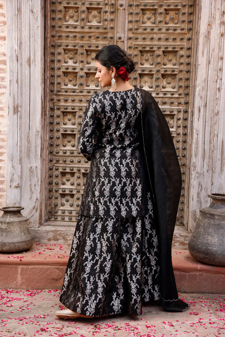 Black Pure Silk Banarasi Kurta Set With Dupatta| SILK MARK CERTIFIED