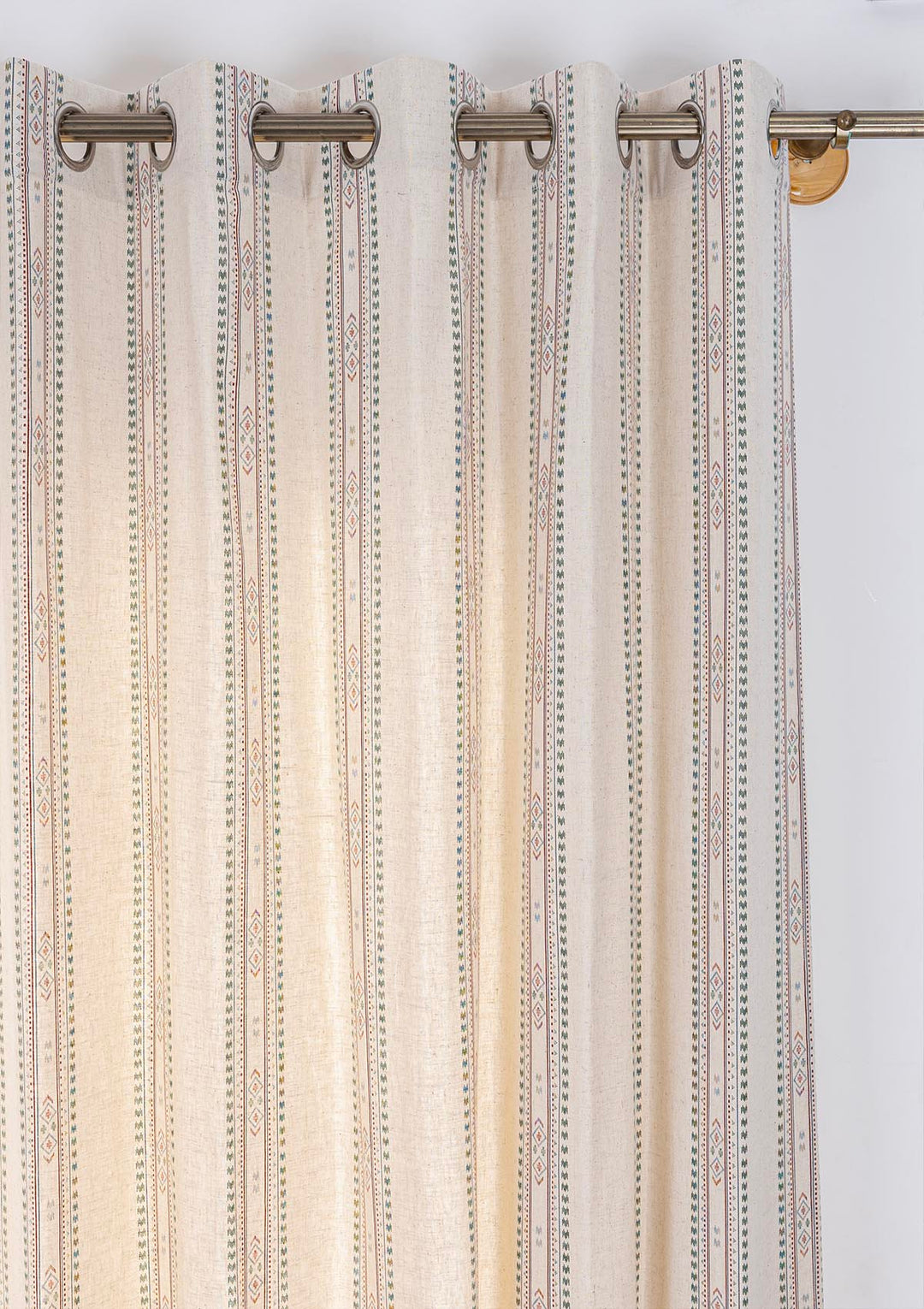 Kalai Linen Cotton Printed Curtain for living room & bedroom - Light Reduction - Multicolor - Single Piece | SHOBITAM