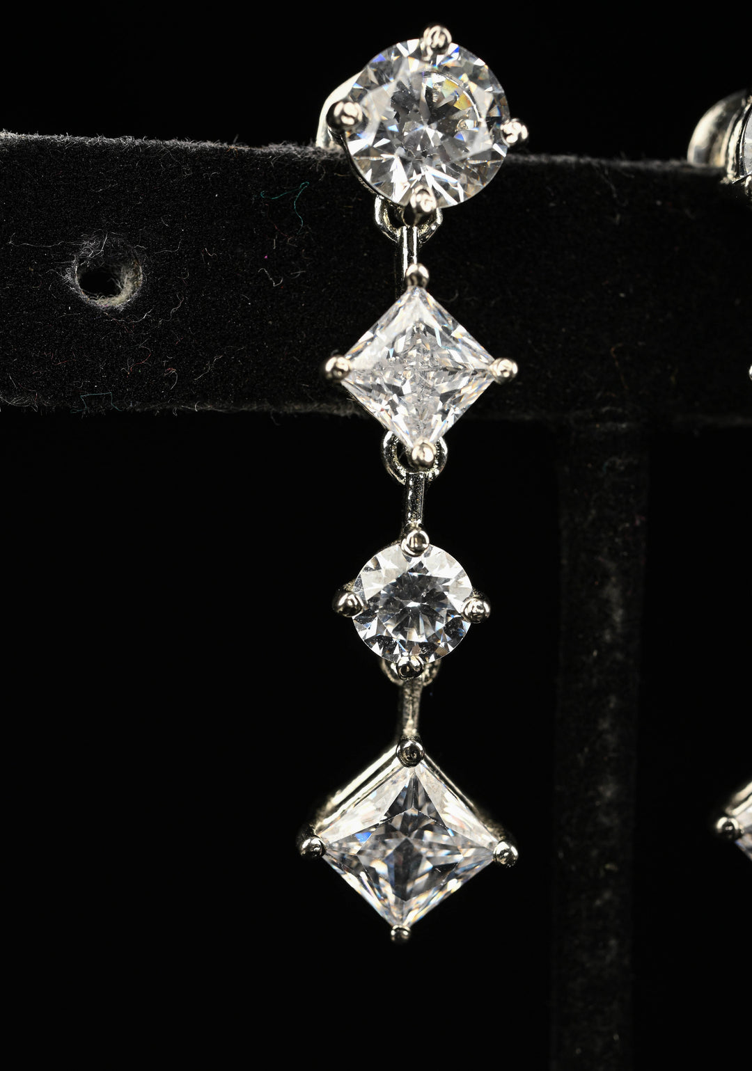 92.5 Pure Silver Icicle CZ  Earrings