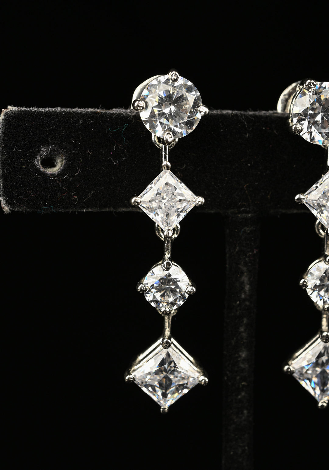 92.5 Pure Silver Icicle CZ  Earrings