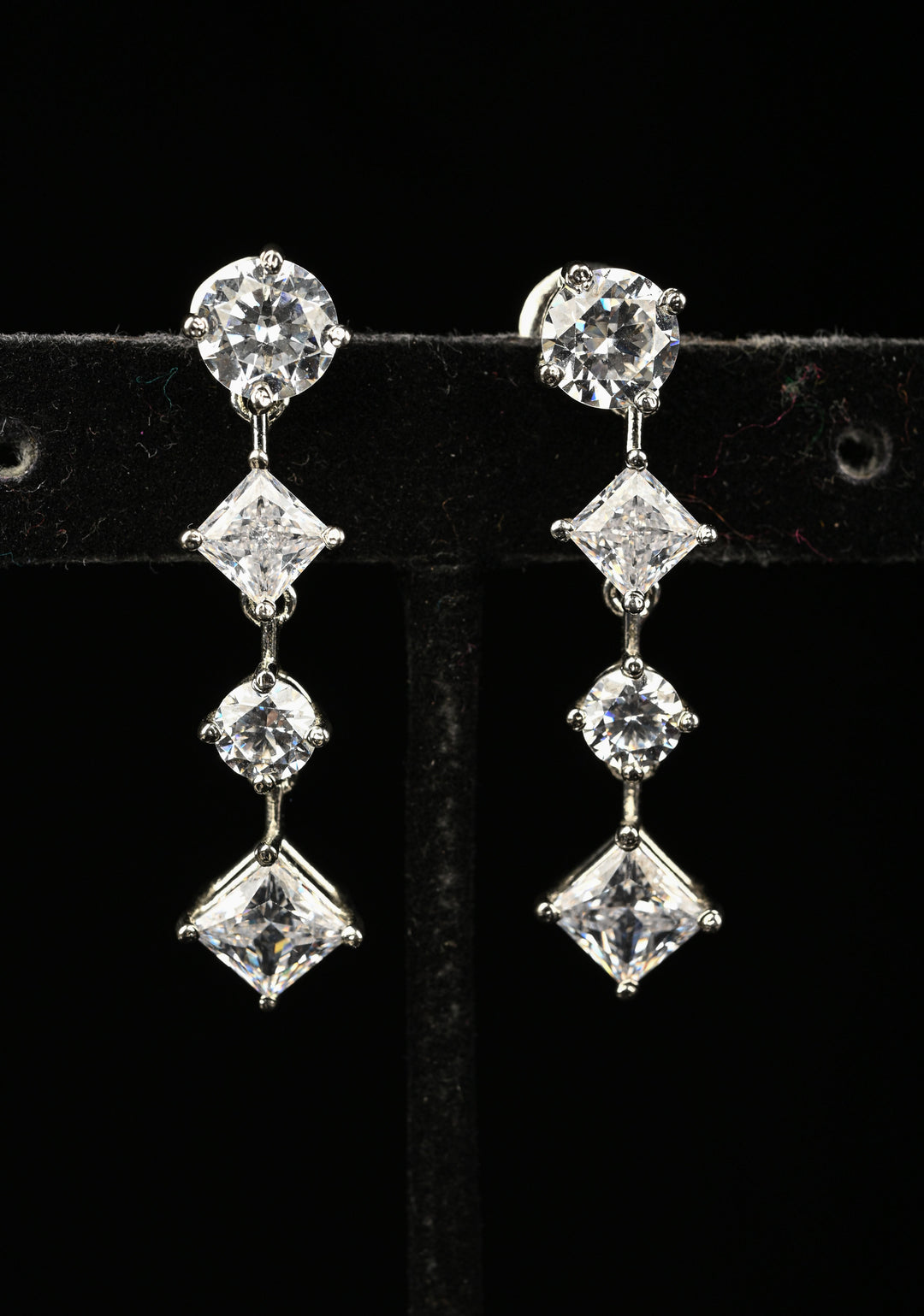 92.5 Pure Silver Icicle CZ  Earrings