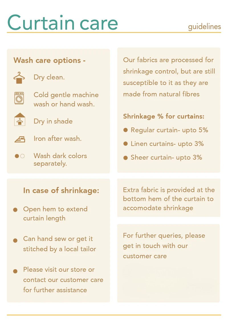 Divya 100% cotton plain curtain in Beige -  Customizable for size, lining and headers