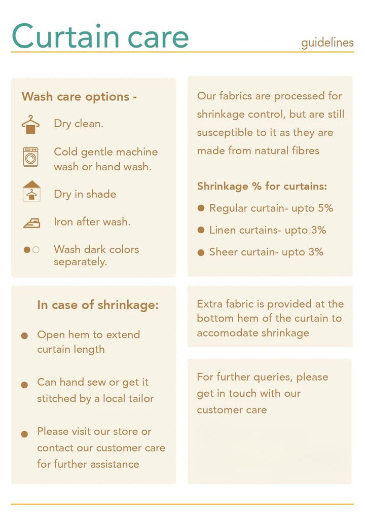 Divya 100% cotton plain curtain in Beige -  Customizable for size, lining and headers