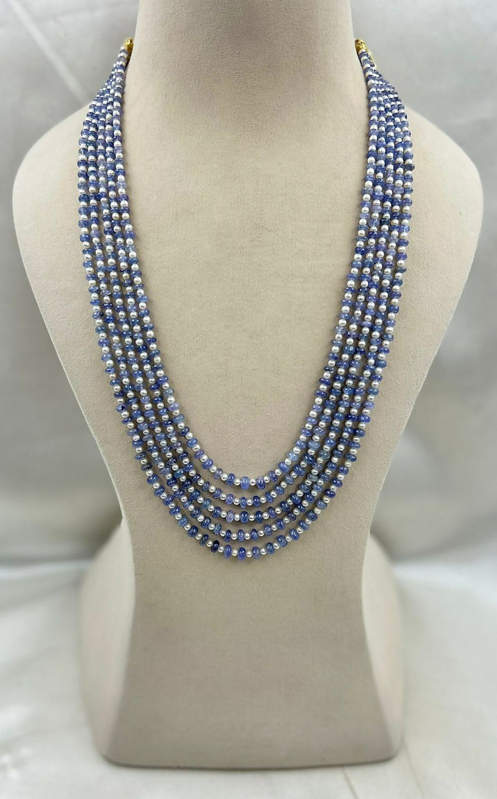 Heart of the Ocean: 5 layer Natural Tanzanite Necklace | SHOBITAM