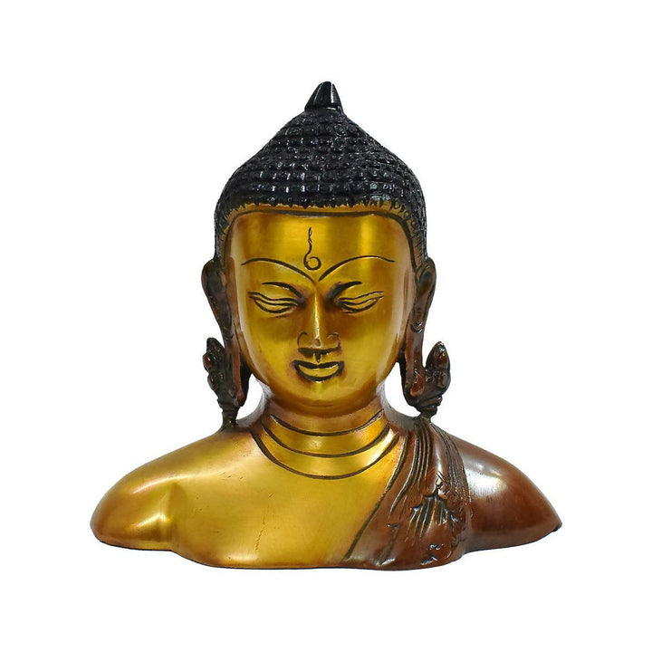 BRASS BUDDHA IDOL WITH ANTIQUE FINISH 6*7*3 | SHOBITAM