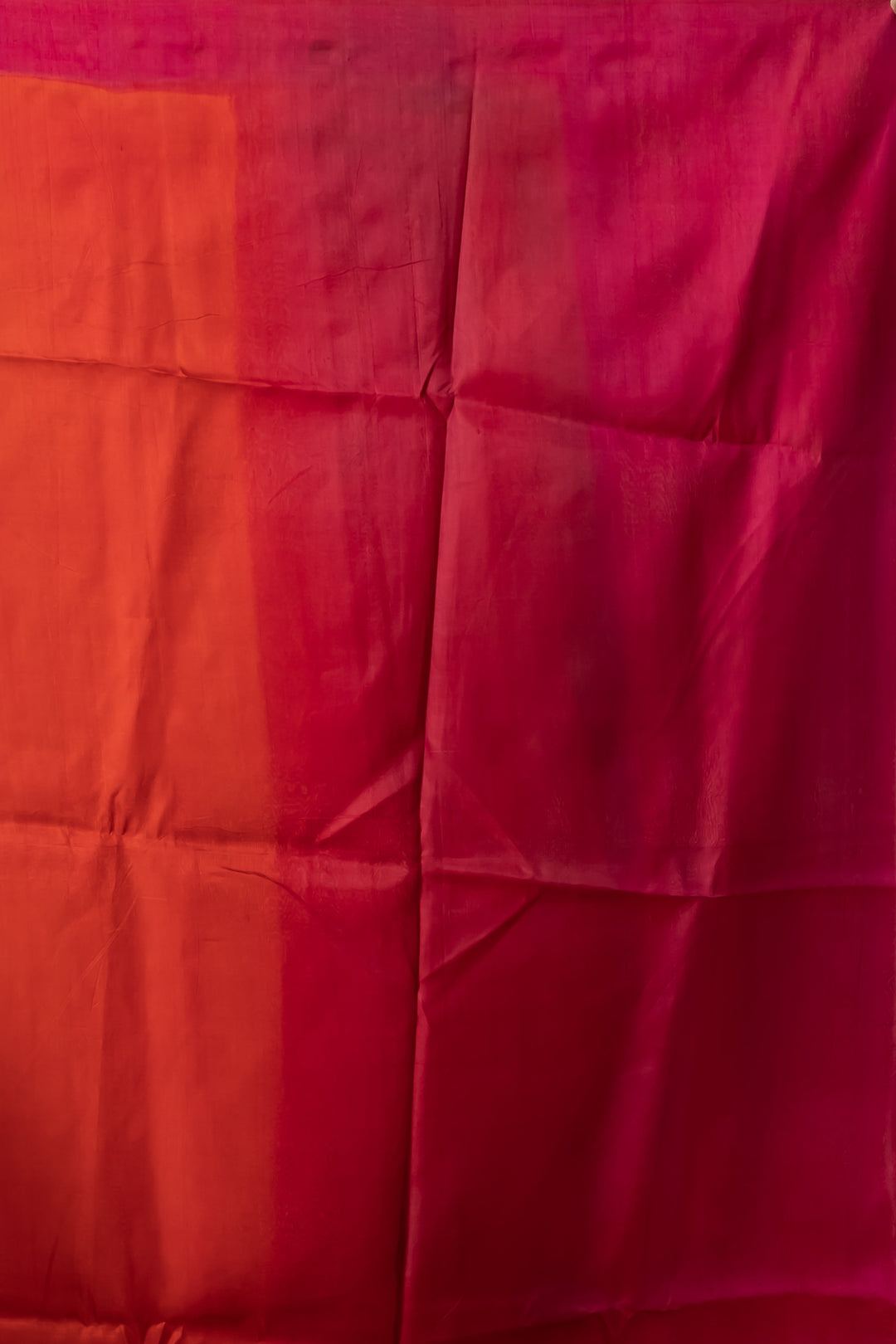 Orange Pure Silk Saree With Block-Printed  with Double Border | SILK MARK CERTIFIED | Shobitam