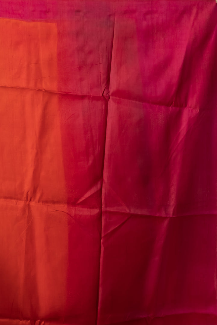 Orange Pure Silk Saree With Block-Printed  with Double Border | SILK MARK CERTIFIED | Shobitam