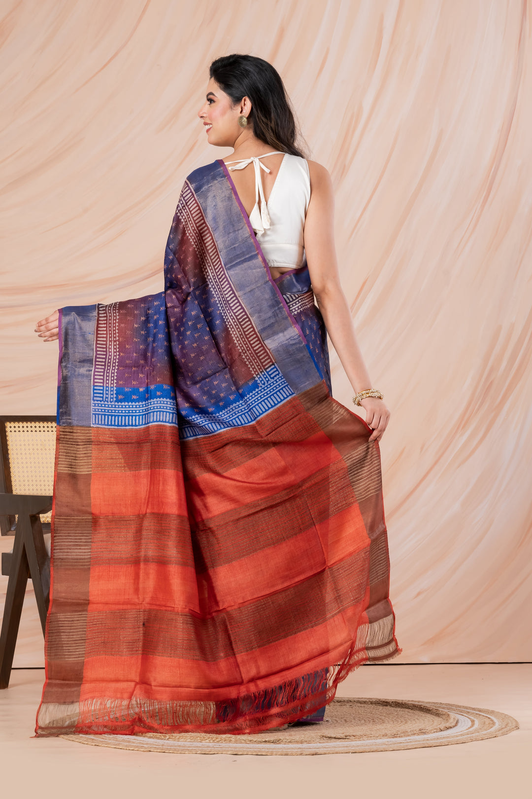 Half n half tussar printed saree | SILK MARK CERTIFIED | SHOBITAM