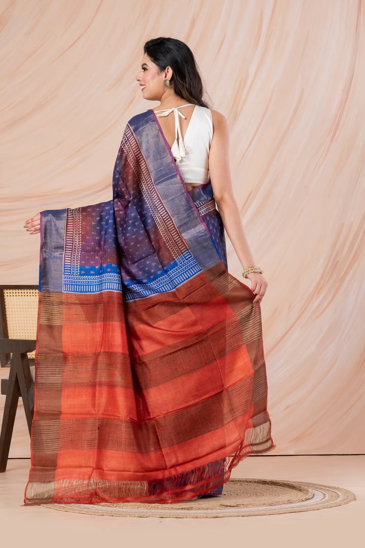 Half n half tussar printed saree | SILK MARK CERTIFIED | SHOBITAM