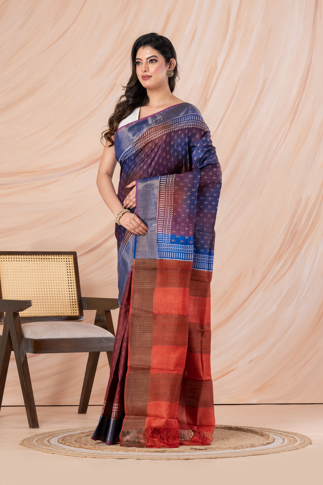 Half n half tussar printed saree | SILK MARK CERTIFIED | SHOBITAM