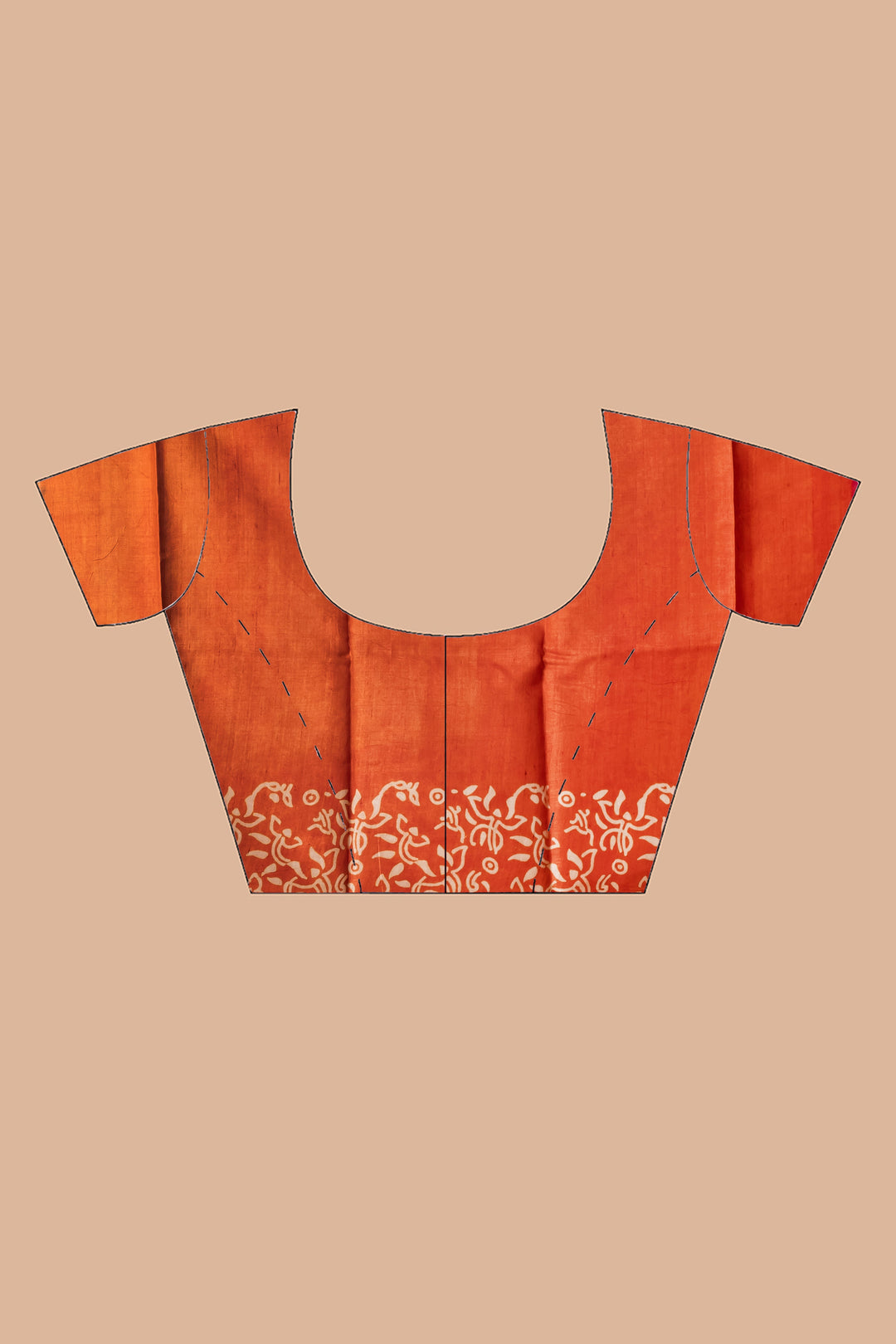 Deep pink with orange border tussar printed saree.  | SILK MARK CERTIFIED | SHOBITAM