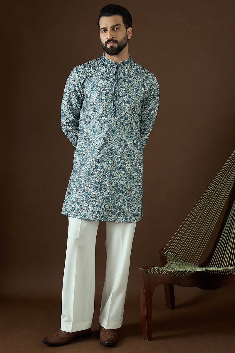 White Polyster Solid Embroidered Straight Kurta | SHOBITAM