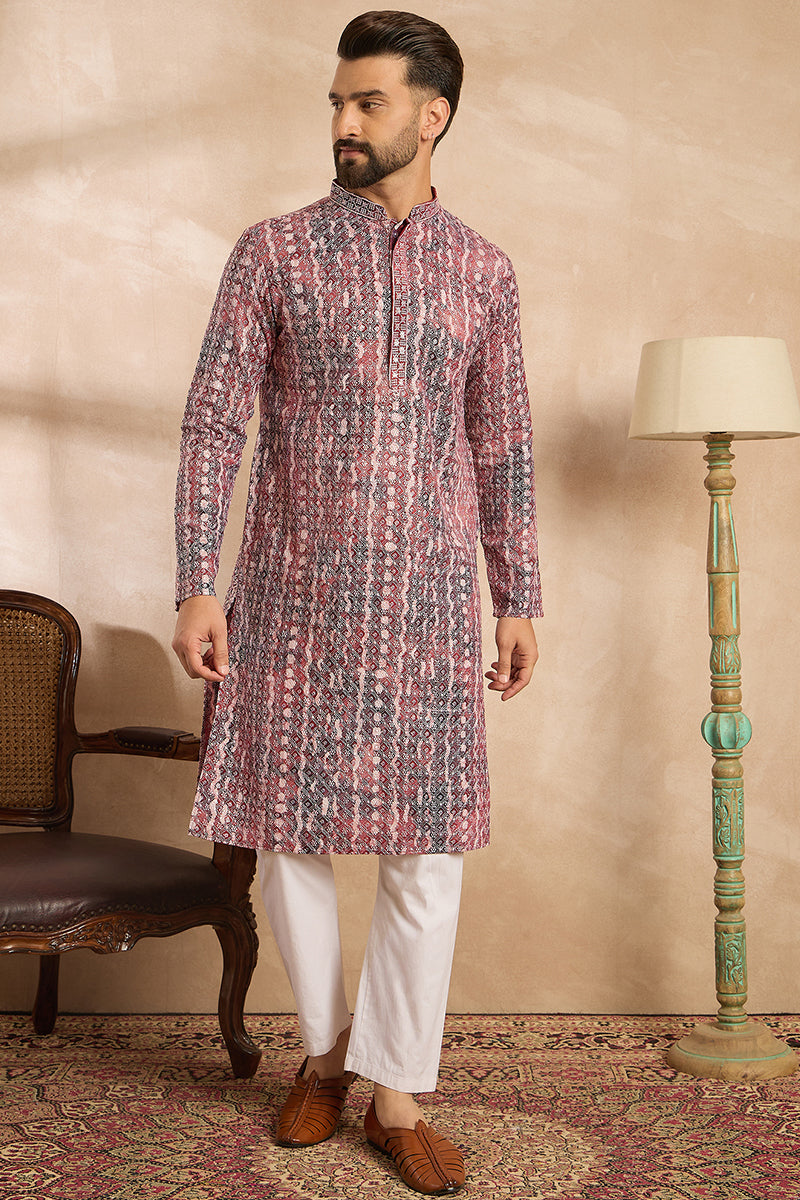 Brown Viscose Rayon Solid Printed Straight Kurta With Trouser | SHOBITAM