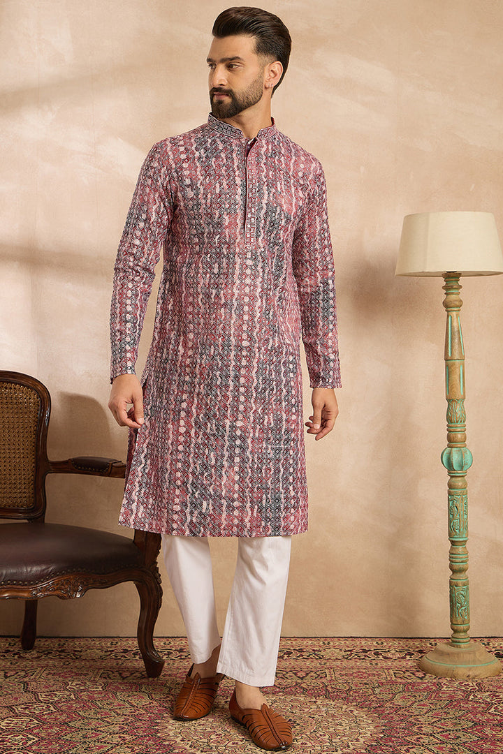 Brown Viscose Rayon Solid Printed Straight Kurta With Trouser | SHOBITAM