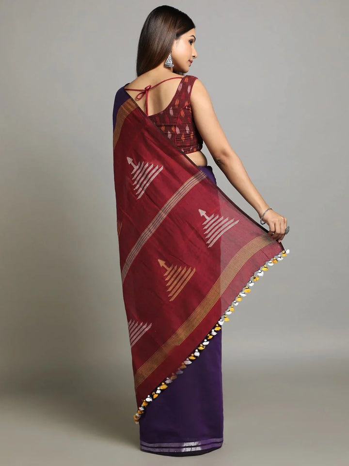 Voilet Handloom Jamdani Cotton Saree