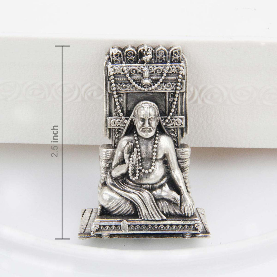 3" 92.5 silver antique finish Divine Swamy Raghavendra 2D Idol