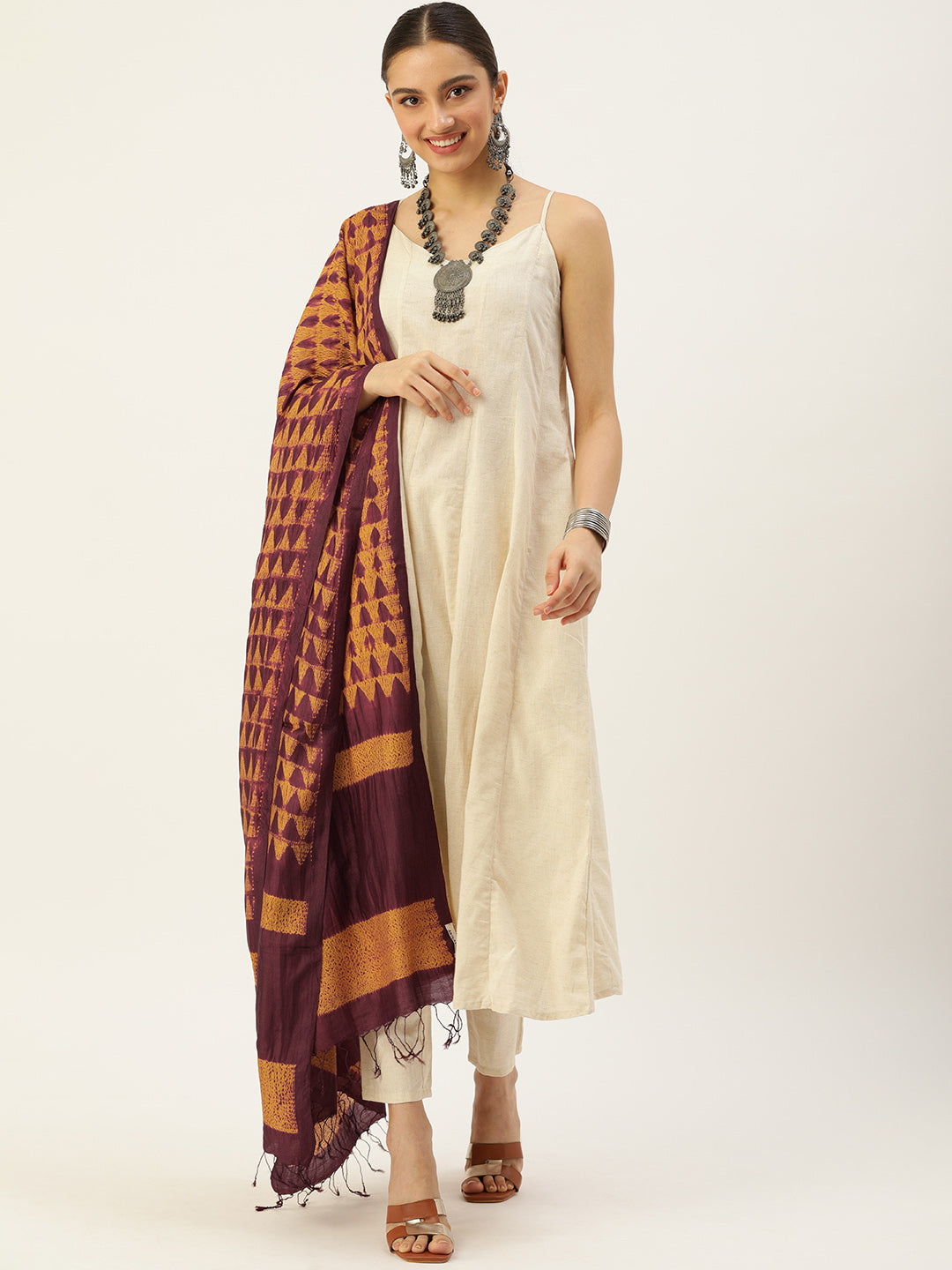 Hand Woven Shibori Silk Dupatta | SHOBITAM