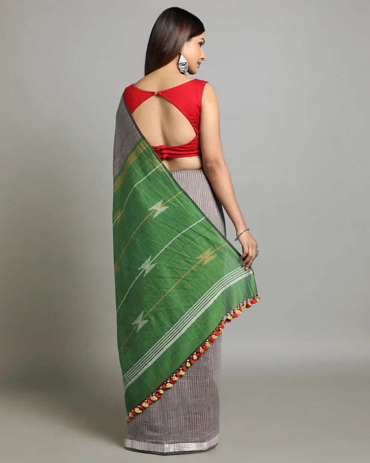 Purple-Green Tie Dye Jamdani Cotton Saree