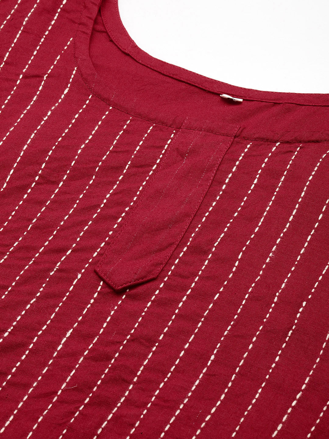 Maroon Kantha Cotton Kurta | SHOBITAM