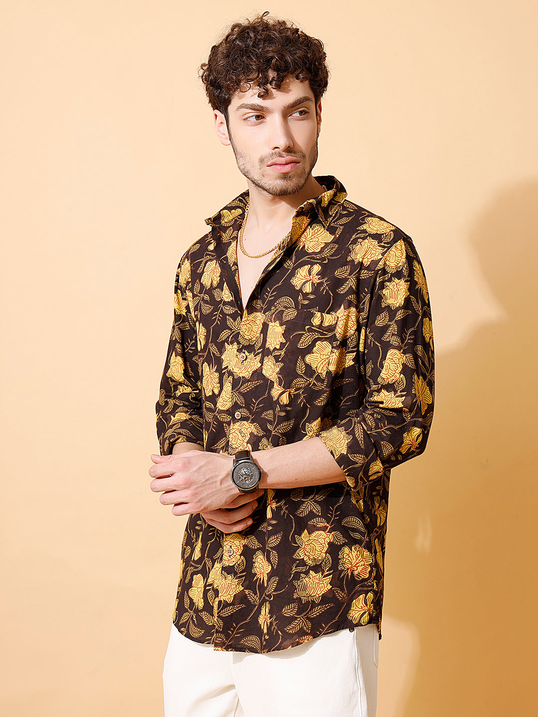 Mosswood Ajrakh Full Sleeve Cotton Shirt in Brown for Men