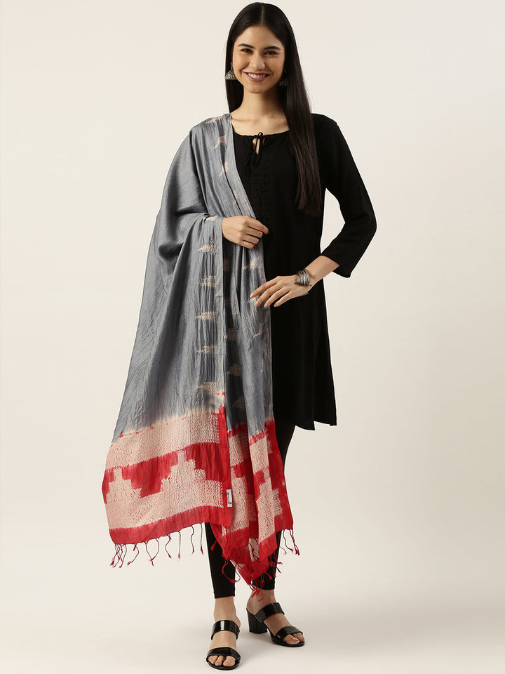 Hand Woven Shibori Silk Dupatta | SHOBITAM