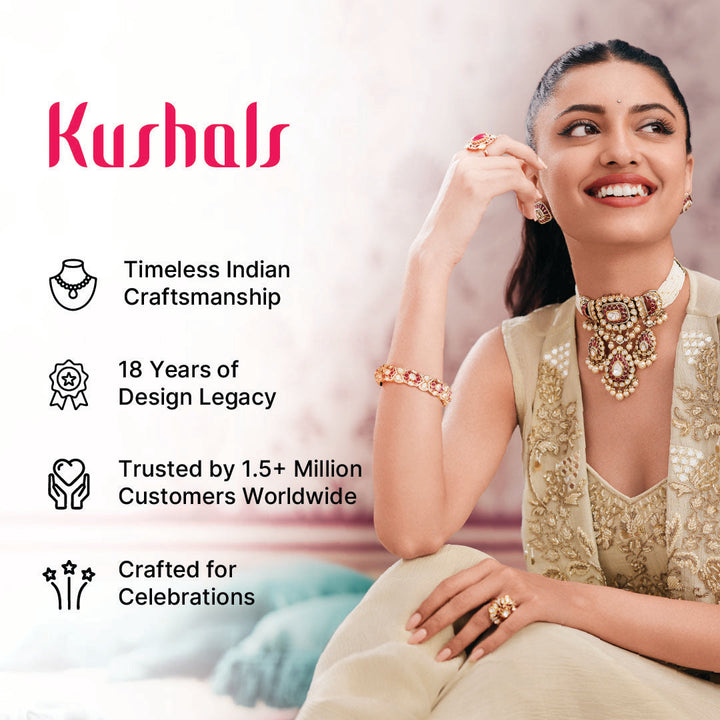 Gold-Plated Traditional Kundan Jhumkas with Stone Detailing and Dangling Pearls | SHOBITAM
