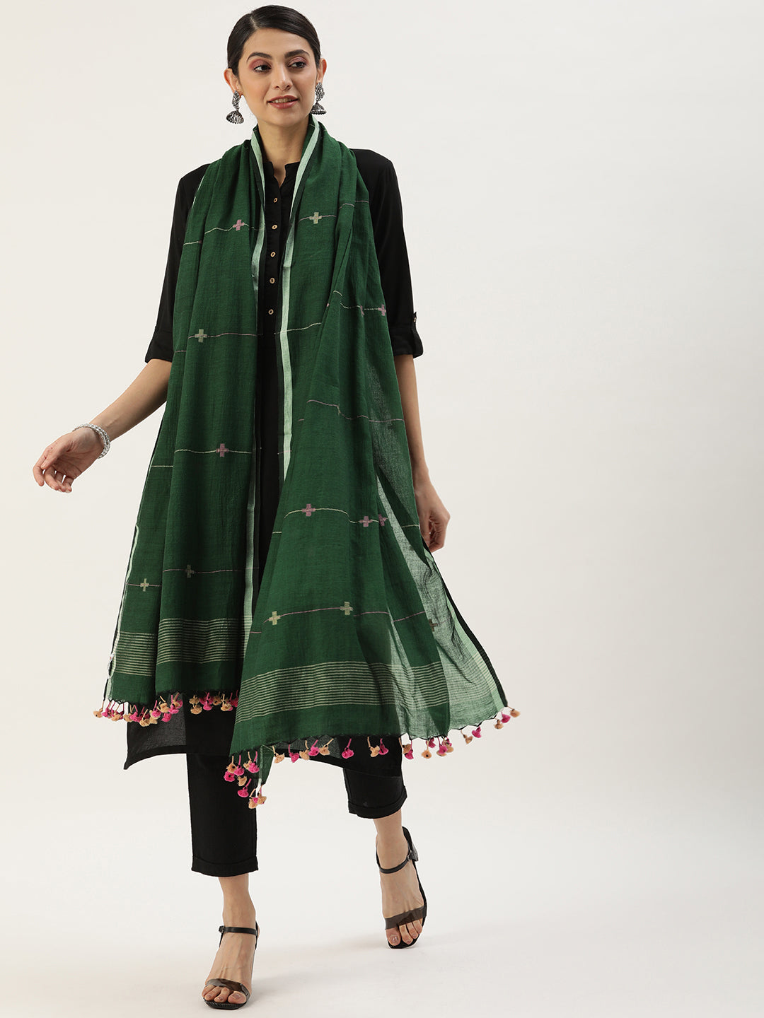 Handloom Jamdani Cotton Dupatta | SHOBITAM