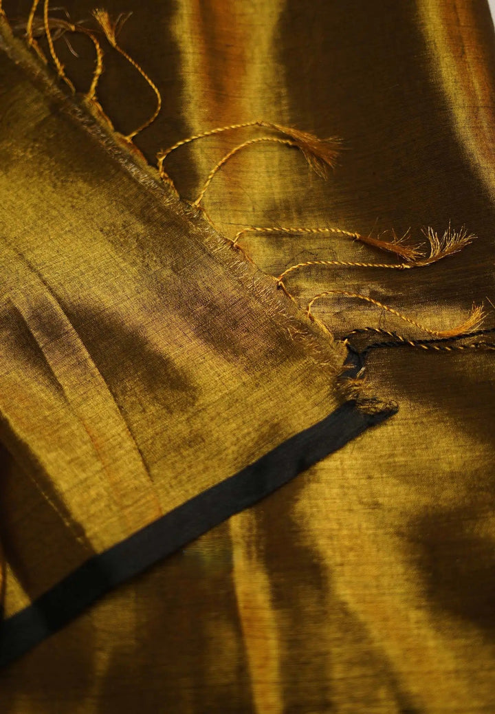 // price too low// Bronze Tissue Cotton Saree | SHOBITAM