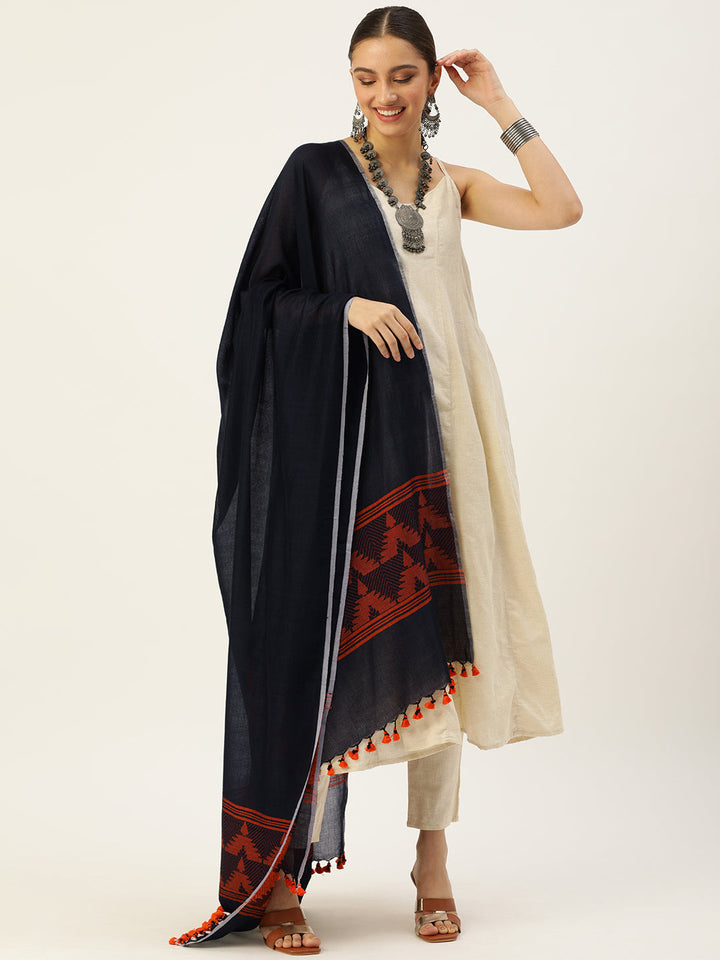 Handloom Jaquard Mul Cotton Dupatta | SHOBITAM
