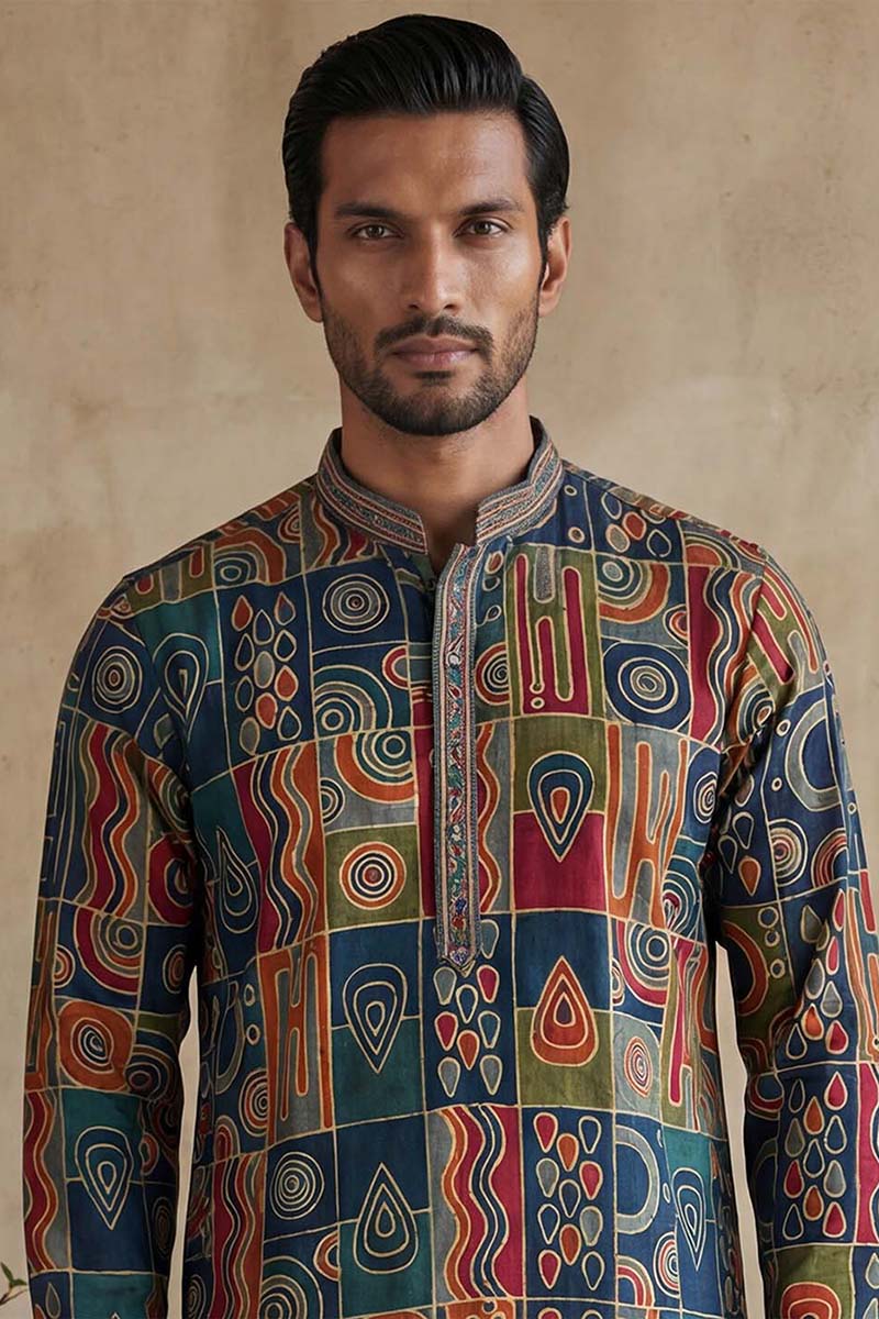 Viscose Rayon Multi Abstract Printed Calf Length Straight Kurta | SHOBITAM