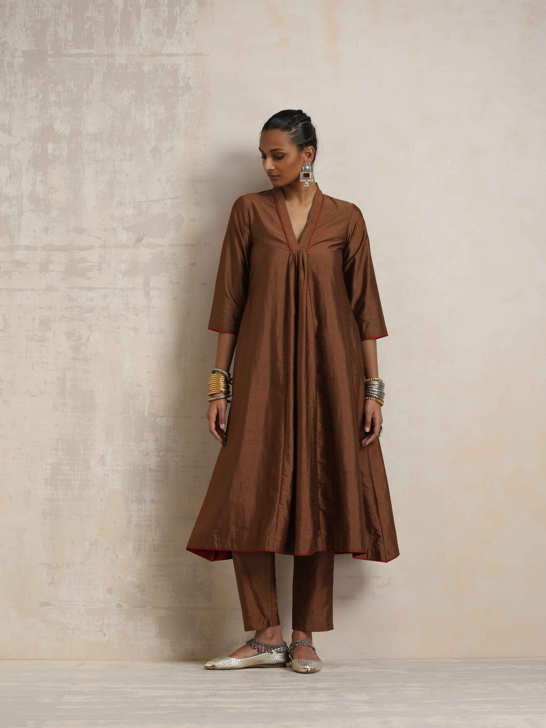 Brown Silk Kurta Set | SHOBITAM