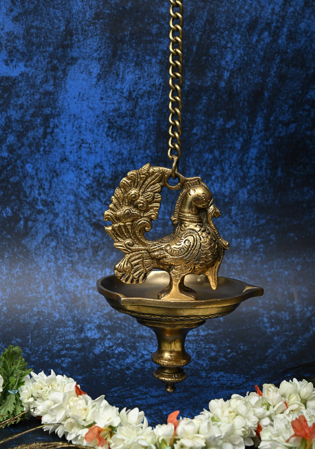 Brass Handling Peacock Lamp - Single piece, Indian Decorative Lamp